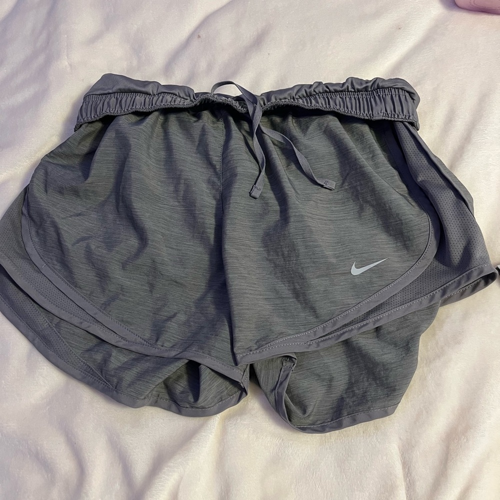 Nike Gray Athletic Shorts with Elastic Waistband and Drawstring